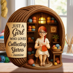 Collecting Yarn Girl Acrylic Plaque - Personalized Gifts For Knitting Lovers 06TOLU190725 - Shaped Plaques - GoDuckee