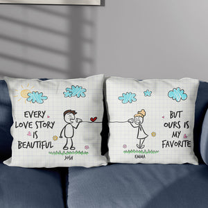 Every Love Story Is Beautiful, Gift For Couple, Personalized Pillow, Stick Couple Pillow, Couple Gift - Pillow - GoDuckee