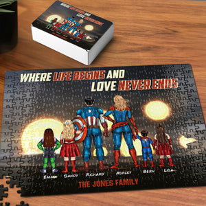 Where Life Begins And Love Never Ends, Family Gift, Personalized Jigsaw Puzzle, Super Family Puzzle, Christmas Gift 01NAHN191023TM - Wood Sign - GoDuckee
