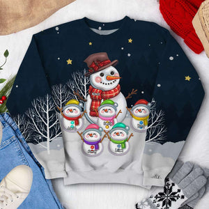 Personalized Gifts For Grandma 3D Shirt, Snowman Grandkids 01NAPU060824 - AOP Products - GoDuckee