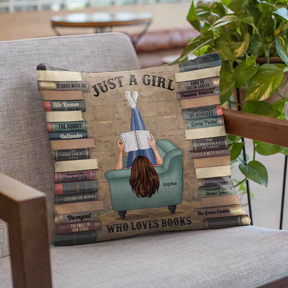 Book Girl Just A Girl Who Loves Books 05qhqn060723tm Personalized Square Pillow - Pillow - GoDuckee