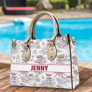 Cute Alien Monster Personalized Gifts For Movie Fans Toile De Jouy Style Leather Bag 03natn070725 - Leather Bag - GoDuckee