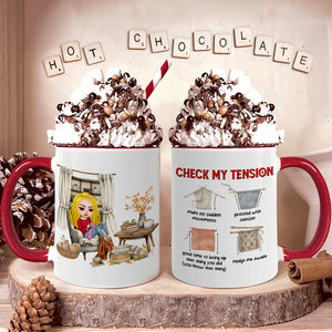 Personalized Gifts For Knitting Lover Accent Mug Women Sitting Knitting Check Tension 04XQMH020824HH - Coffee Mug - GoDuckee