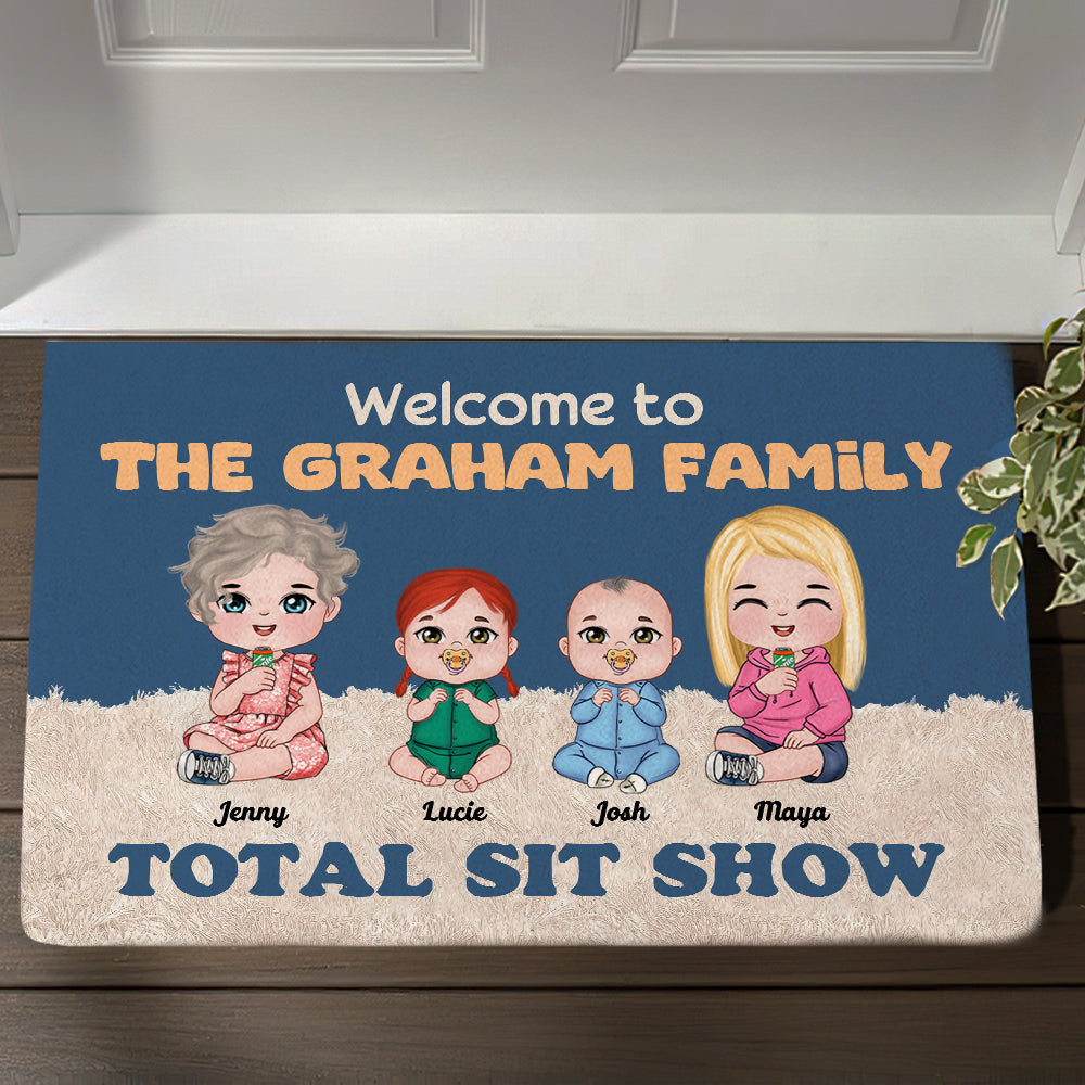 Welcome To Family, Gift For Family, Personalized Doormat, Family Kids Doormat - Doormat - GoDuckee