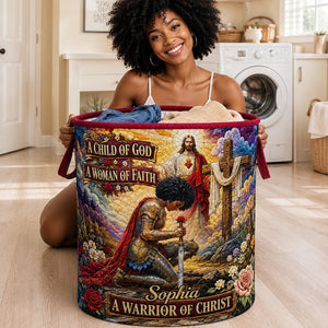 Kneeling Knight Quilted Laundry Basket - Personalized Gifts For Christians 01hudt180726 - Laundry Basket - GoDuckee