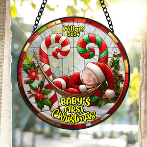 Custom Photo Gifts For Baby Stained Glass Christmas Santa 05xqpu280824 - Ornament - GoDuckee