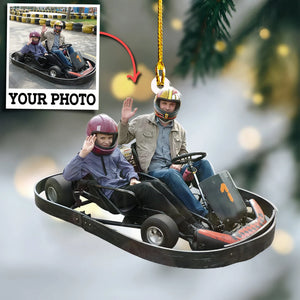 Custom Photo Gifts For Go-kart Racing Lovers, Upload Kart Racing Photo Christmas Ornament 25pgvp140924 - Ornament - GoDuckee