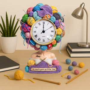 Yarn Head Girl Desk Clock - Personalized Gifts For Knitter & Crocheter 04QHTN030625 - Clock Plaques - GoDuckee