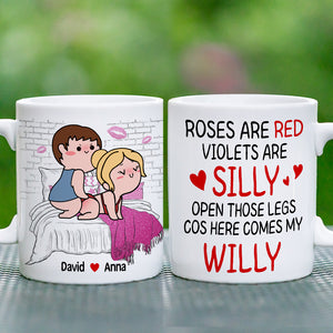 Personalized Gifts For Couple Coffee Mug Open Those Legs Cos Here Comes My Willy Funny Valentine's Gifts - Coffee Mugs - GoDuckee