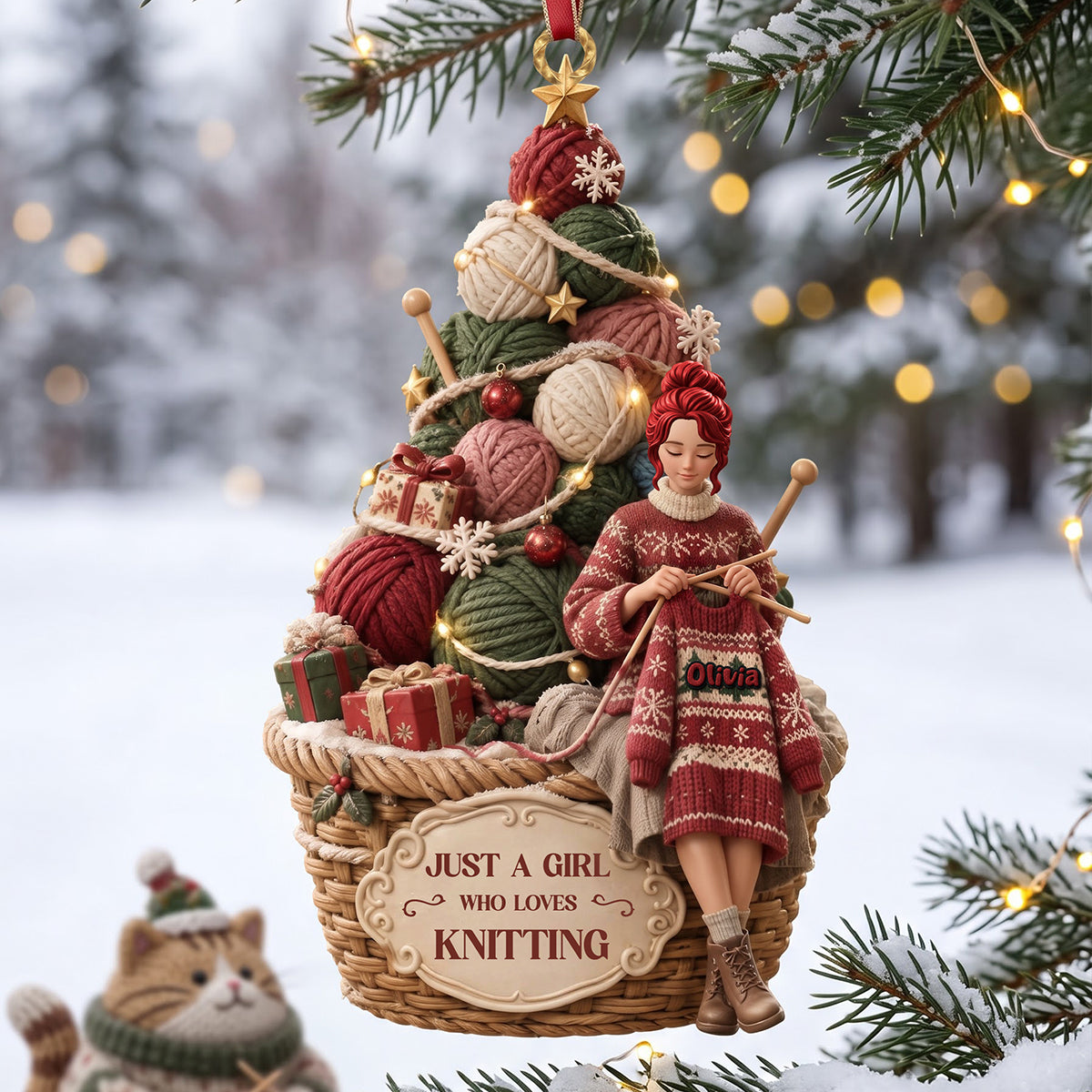 Balls Of Yarn Christmas Ornament - Personalized Gifts For Knitting Lovers 02TTTA190926 - Ornament - GoDuckee