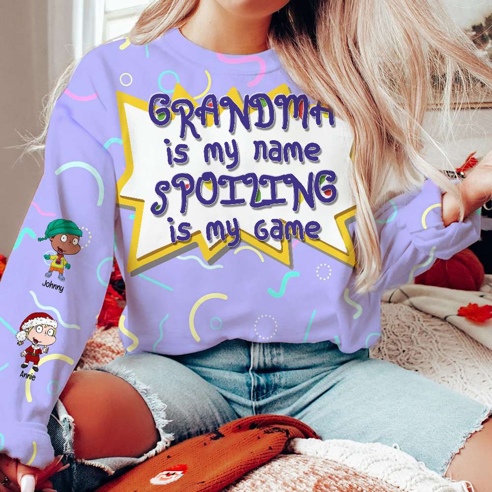 Personalized Gift For Grandma, Grandma Is My Name Spoiling Is My Game 3D Sweater 01TOLU281024HG - AOP Products - GoDuckee