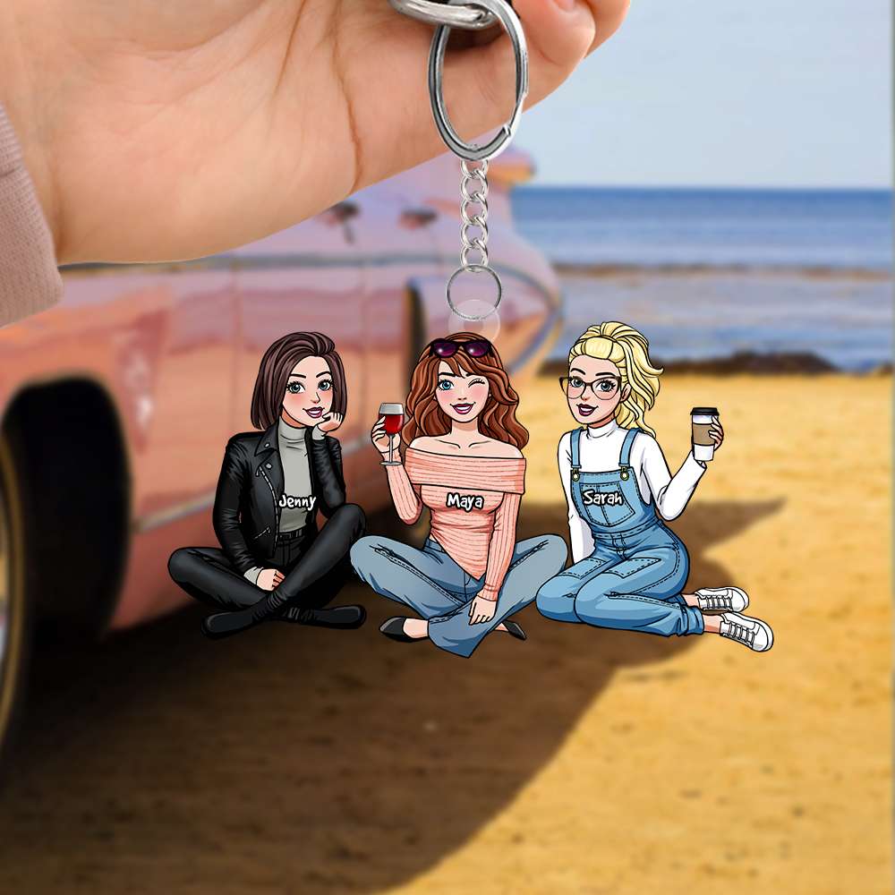 Personalized Gift For Friends Keychain Friends Sitting Together 11QHHN190124HH - Keychains - GoDuckee