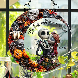 Personalized Halloween Gifts For Couple Suncatcher Ornament 03nadc210824 Skull Couple - Ornament - GoDuckee