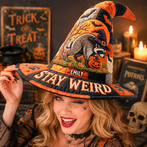 Special Raccoon Quilted Witch Hat, Personalized Gift For Halloween 03qhdh180826 - Quilted Witch Hat - GoDuckee
