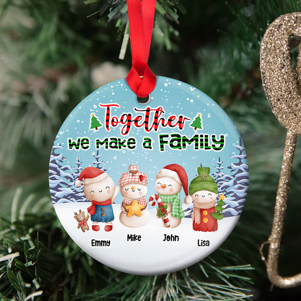 Together We Make A Family, Gift For Family, Personalized Ornament, Snowman Family Ornament, Christmas Gift 03PGHN180723 - Ornament - GoDuckee