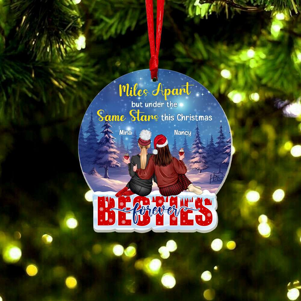 Miles Apart But Under The Same Stars This Christmas, Personalized Ornament, Gifts For Bestie - Ornament - GoDuckee