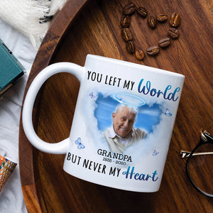 You Left My World But Never My Heart, Custom Photo Coffee Mug, Heaven Gift, Memorial Gifts - Coffee Mug - GoDuckee