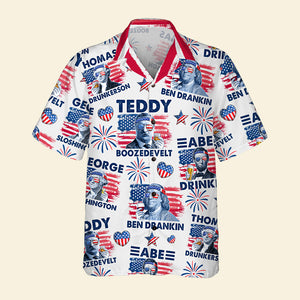 Drunker Happier Hawaiian Shirt, Star & Stripes Hawaiian Shirt - Hawaiian Shirts - GoDuckee