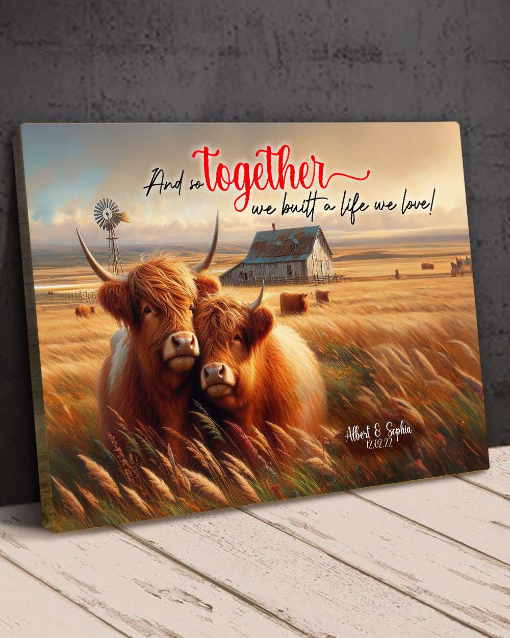 Discover Personalized Gift For Couple Wall Art, Highland Cow Couple Canvas