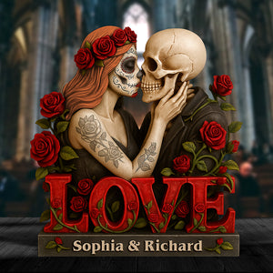 Skull Couple Acrylic Plaque - Personalized Gifts For Couple 06naqn230525 - Shaped Plaques - GoDuckee