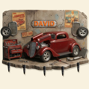 Vintage Car Garage Key Hanger - Personalized Gifts For Car Lovers 01KIQN130126 - Key Hanger - GoDuckee