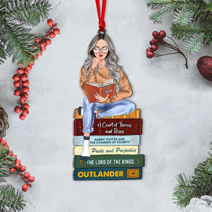Girl Reading Book - Custom Book Titles, Personalized Acrylic Ornament bao0811 - Ornament - GoDuckee