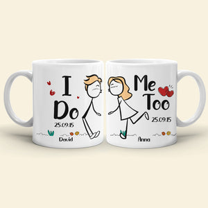 I Do Me Too - Personalized Couple Mug Set - Gift For Couple - Stick Figure Couple Kissing Mug - Coffee Mug - GoDuckee