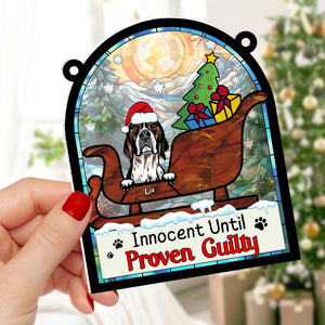 Personalized Gifts For Dog Lover Suncatcher Ornament 042hutn190724 Naughty Dog Christmas - Ornament - GoDuckee