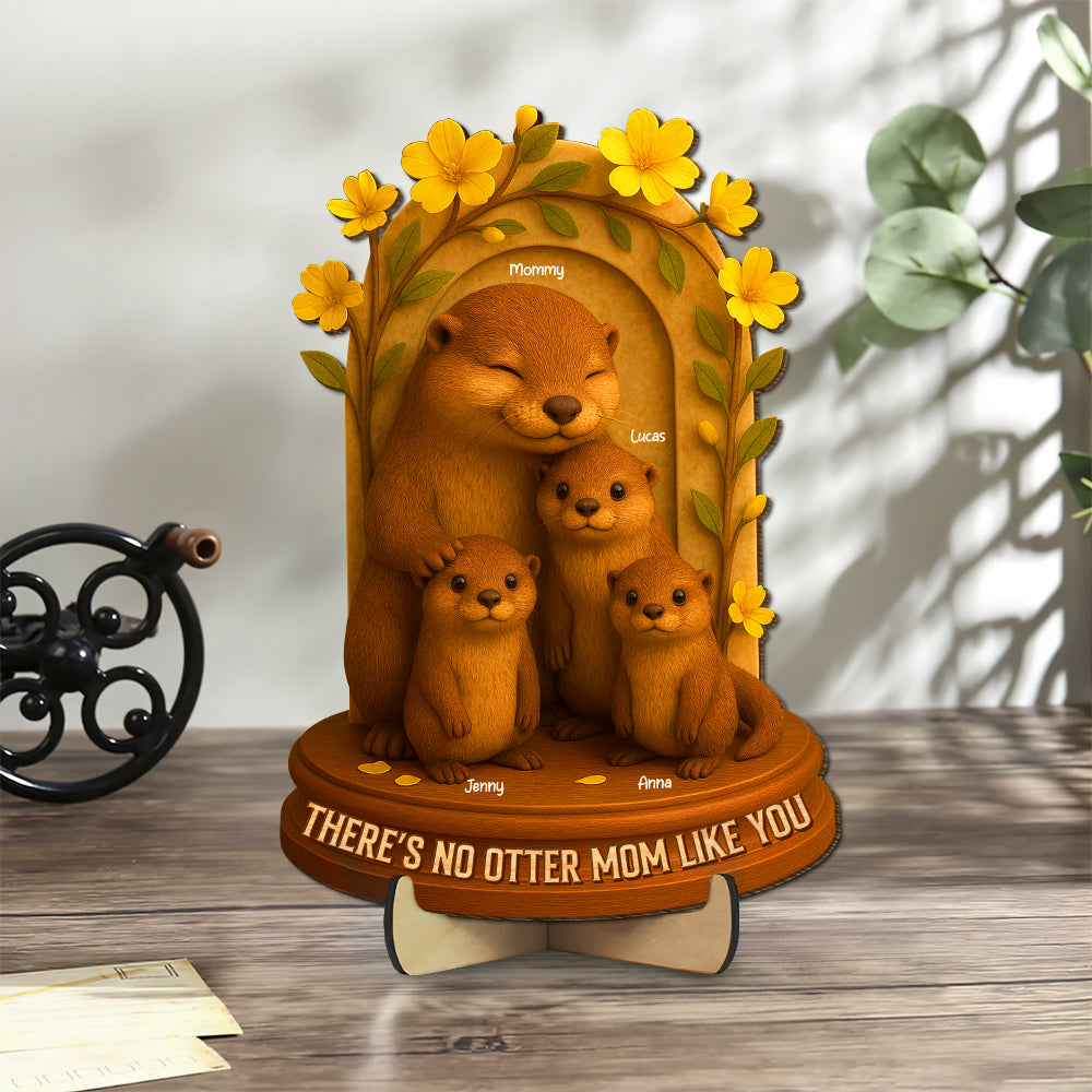 Personalized Gifts For Mom Wood Sign, Otter Mom 05natn020425 - Wood Sign - GoDuckee
