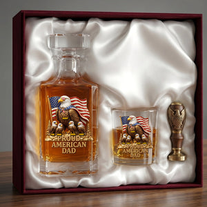 Proud American Eagle Dad - Personalized Gifts For Dad Decanter Set 05natn050526 - Bottle - GoDuckee