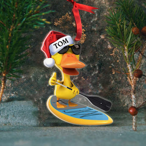 Paddle Boarding Duck, Christmas Gift-Personalized Acrylic Ornament - Ornament - GoDuckee