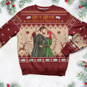 Personalized Gifts For Couple Ugly Sweater, He's Mine, The Rings 04TGQN141024TM - Ugly Christmas Sweater - GoDuckee