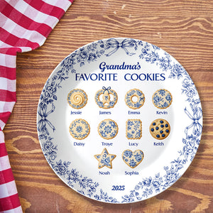 Grandma's Cookies - Personalized For Grandma - Toile de Jouy Ceramic Round Plate 03pgta031025-Homacus