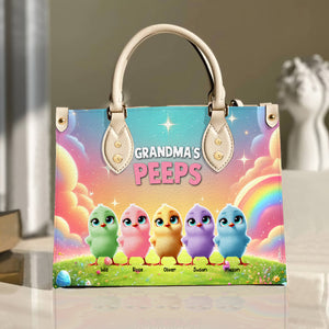 Personalized Gifts For Grandma Leather Bag, Easter Day Chick Peeps 012TGMH180325 - Leather Bag - GoDuckee