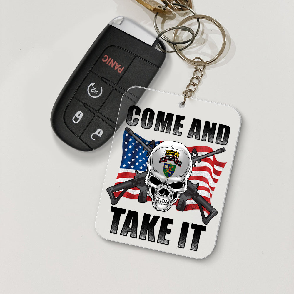 Veteran American Skull Personalized Keychain, Come And Take It 01qhqn140623 - Keychains - GoDuckee
