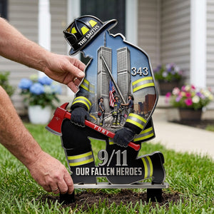 A Pray For Fallen Firefighters Metal Garden Stake - Personalized Gifts For Memorial 01huta060826