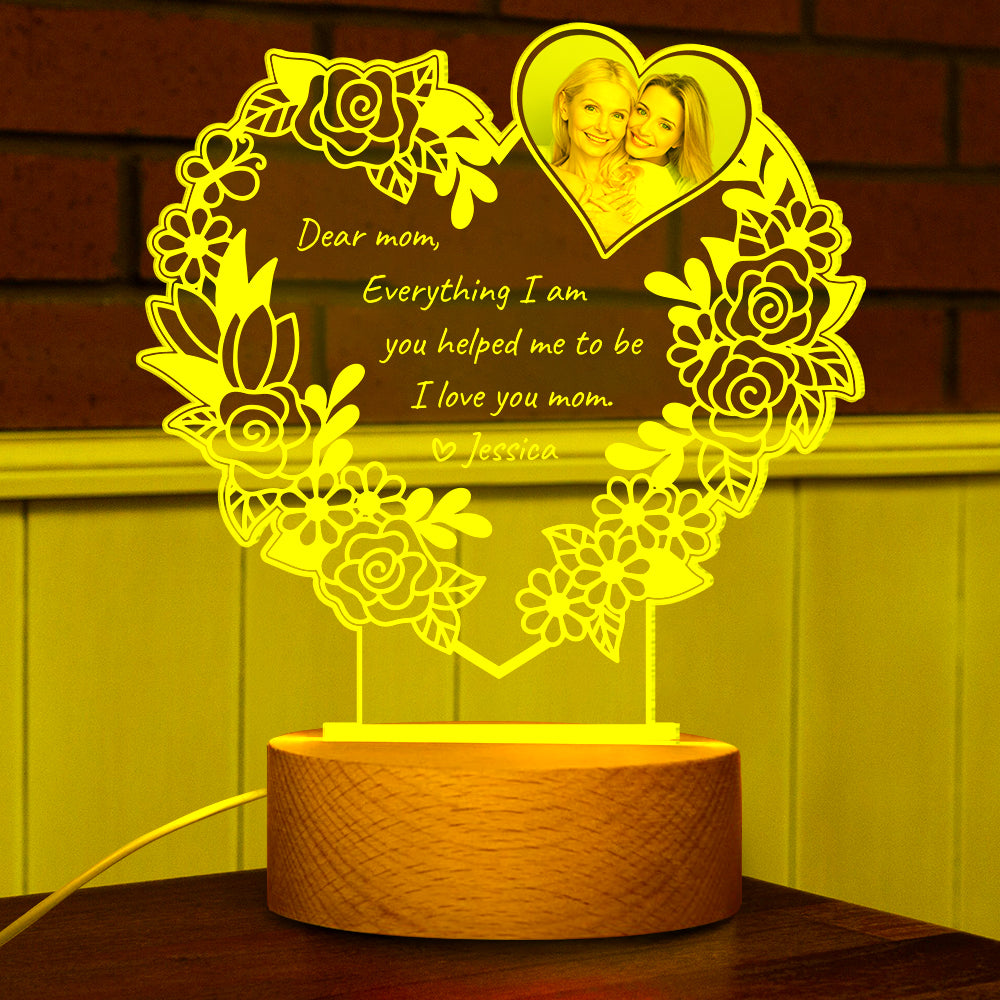 I Love You Mom, Personalized Led Night Light Wood Base, Gifts For Mom 01DTDT050124 - Led Night Light - GoDuckee
