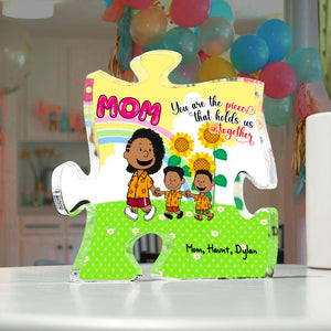 Personalized Gifts For Mom Shaped Acrylic Plaque Mom & Little Ones Holding Hand 02XQLU200125HH - Shaped Plaques - GoDuckee