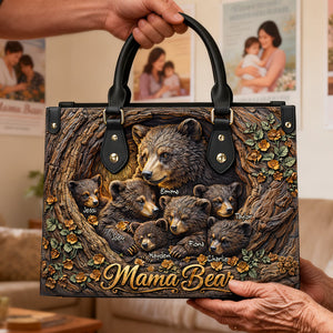 Strong Mama Bear Leather Bag - Personalized Gift For Mom 02HULU070226 - Leather Bag - GoDuckee