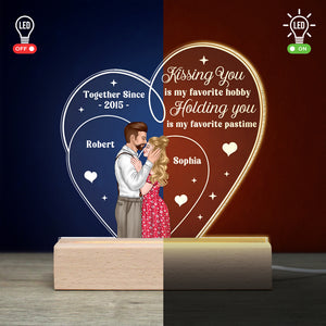 Kissing You Is My Favorite Hobby-Personalized Led Light- Gift For Couples- Couple Led Light - Led Night Light - GoDuckee