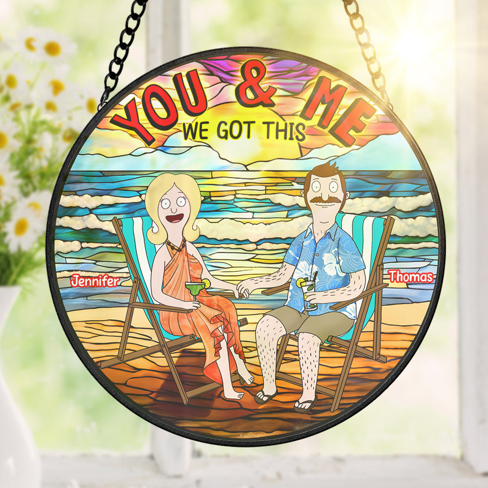 Personalized Gifts For Couple Stained Glass 01huqn280225pa - Ornament - GoDuckee