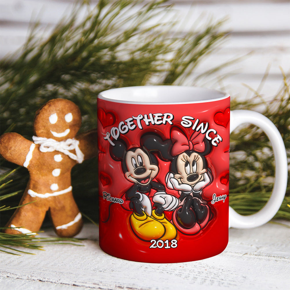 Together Since, Couple Gift, Personalized Mug, Mouse Couple Coffee Mug, Christmas Gift 01NAHN031123 - Coffee Mug - GoDuckee
