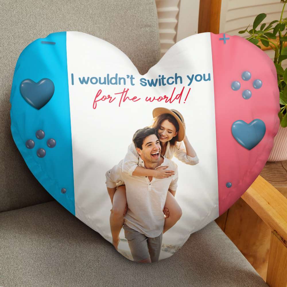 Couple I Wouldn't Switch You For The World, Custom Shape Pillow Upload Photo, Gift For Him/Her - Pillow - GoDuckee