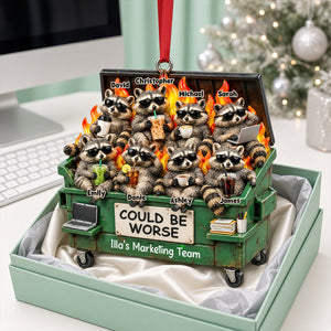 Raccoon Dumpster Fire Nonchalant Ornament - Personalized Gifts For Coworkers 02qhdt201026 - Ornament - GoDuckee