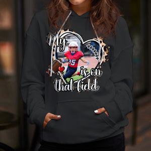 Personalized Gifts For Mom Football Shirt My Heart Is On That Field - Shirts - GoDuckee
