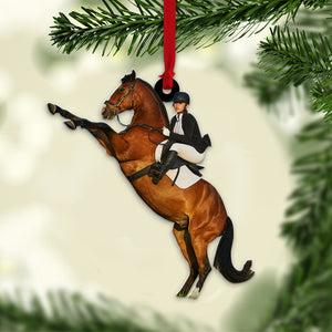 Personalized Custom Photo Ornament, Christmas Gift For Horse Riding Lover - Ornament - GoDuckee