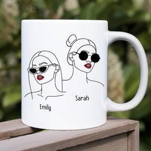 Congrats On Being My Partner In Crime, Gift For Bestie, Peesonalized Mug, Glasses Girl Coffee Mug, Bestie Gift - Coffee Mug - GoDuckee