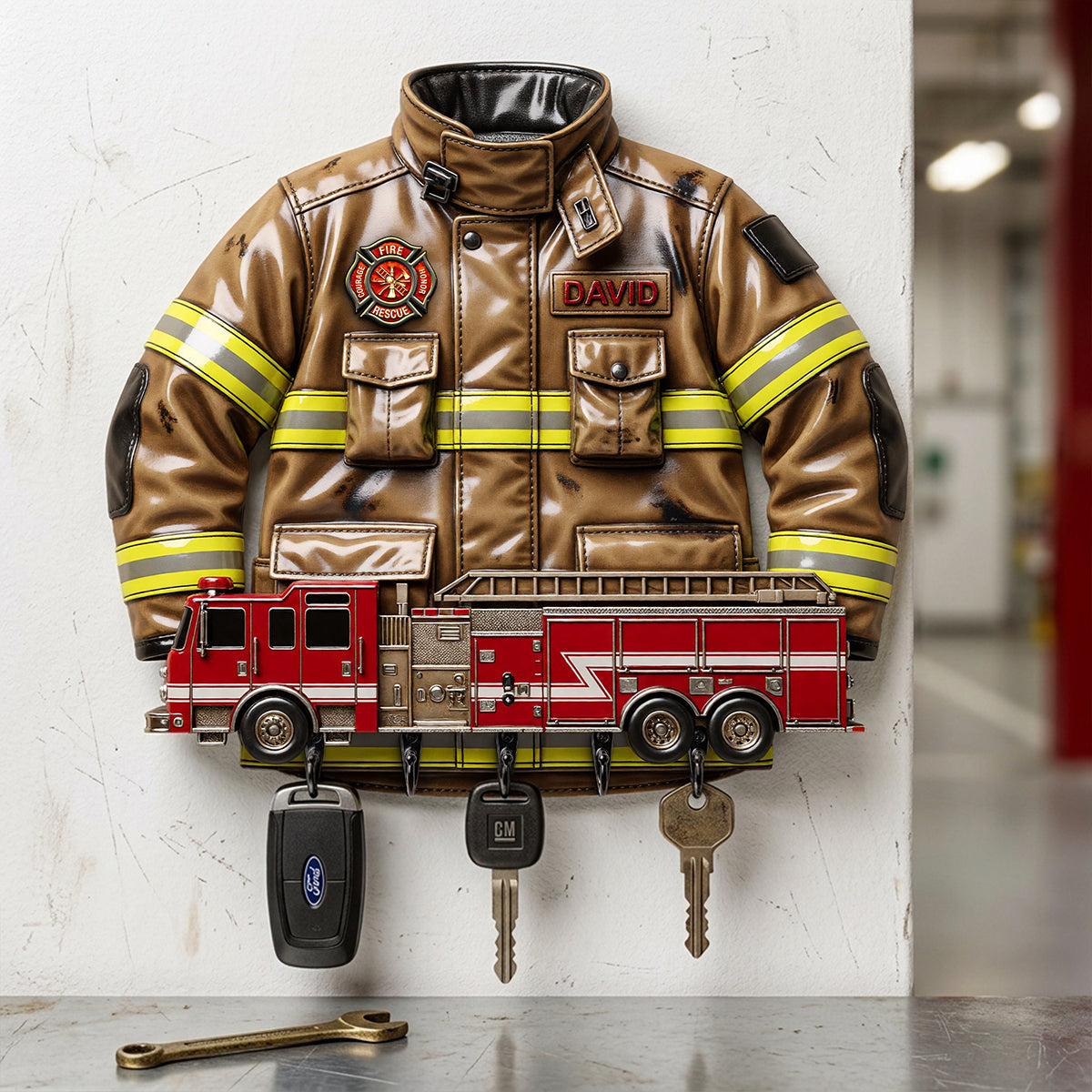 Firefighter Acrylic Key Hanger - Personalized Gifts 01tota240726 - Key Hanger - GoDuckee