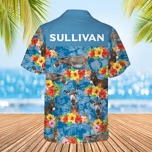 Farmer Personalized Hawaiian Shirt With Funny Donkey Pattern, Funny Farmer Gift - Hawaiian Shirts - GoDuckee