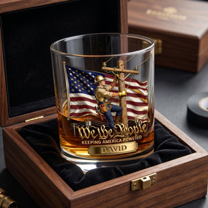 Keeping America Powered Whiskey Glass - Personalized Gifts For Lineman 01PGLU150626 - Glass - GoDuckee